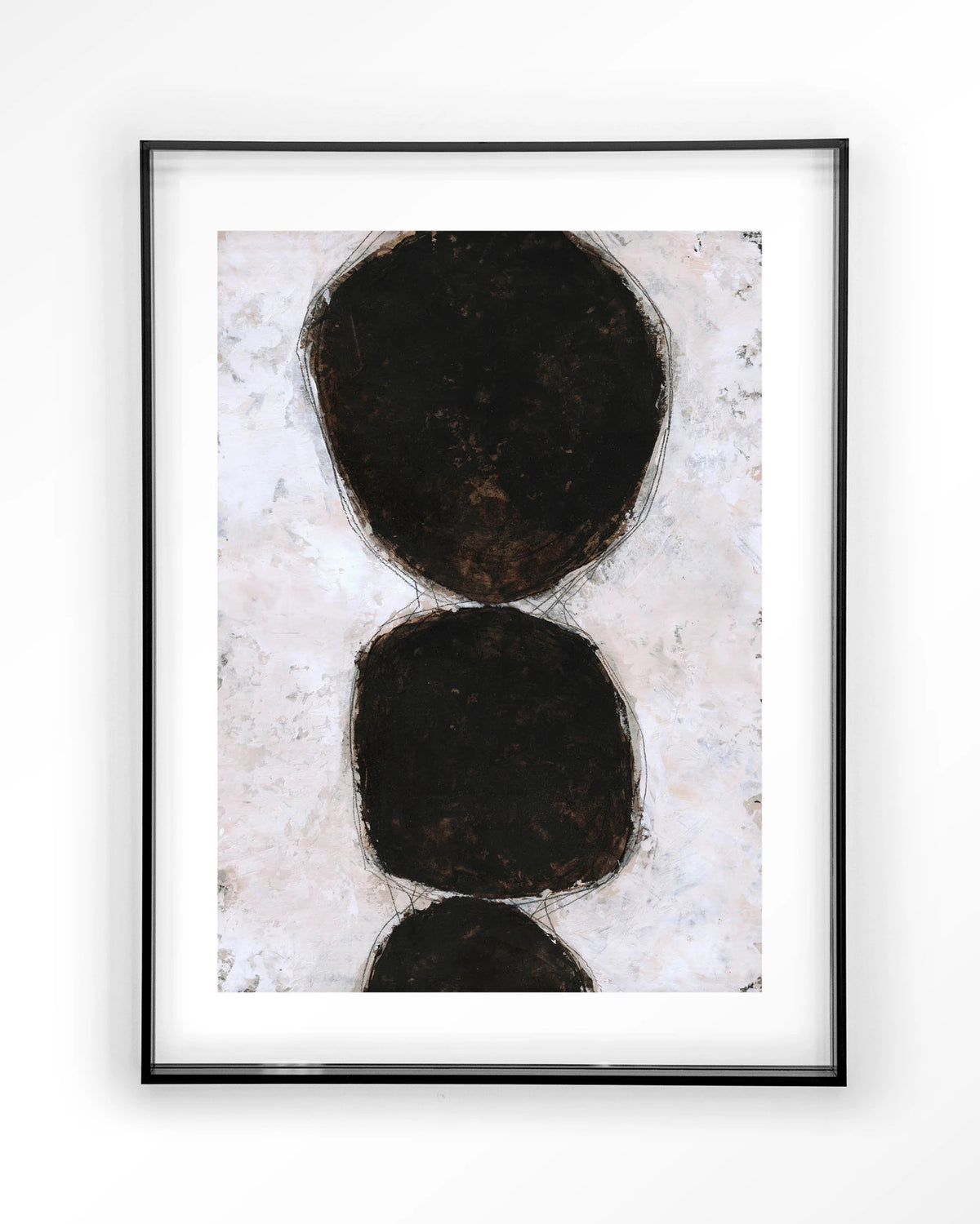 Abstract 13 – abstract zwarte cirkels op wit – Art print – Acryl zwart