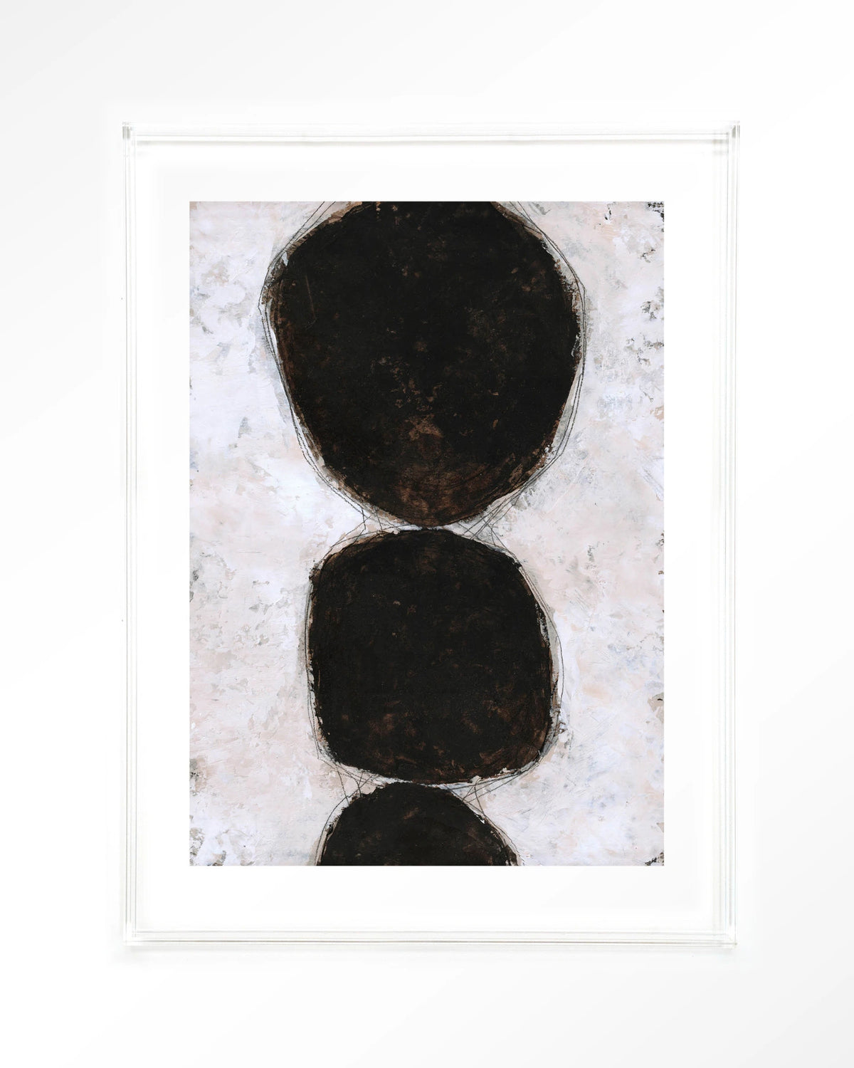 Abstract 13 – abstract zwarte cirkels op wit – Art print – Acryl doorzichtig