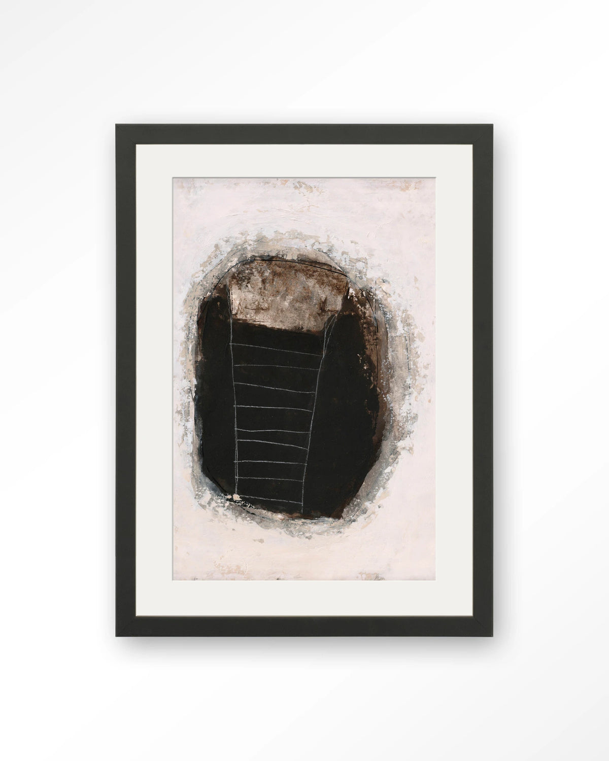 Abstract 14 – abstract in zwart en wit – Art print – Hout zwart + passe-partout