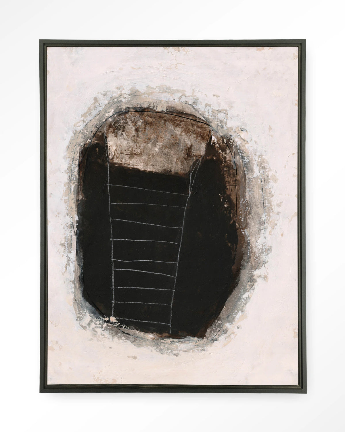 Abstract 14 – abstract in zwart en wit – Wandkleed – Floating frame – zwart