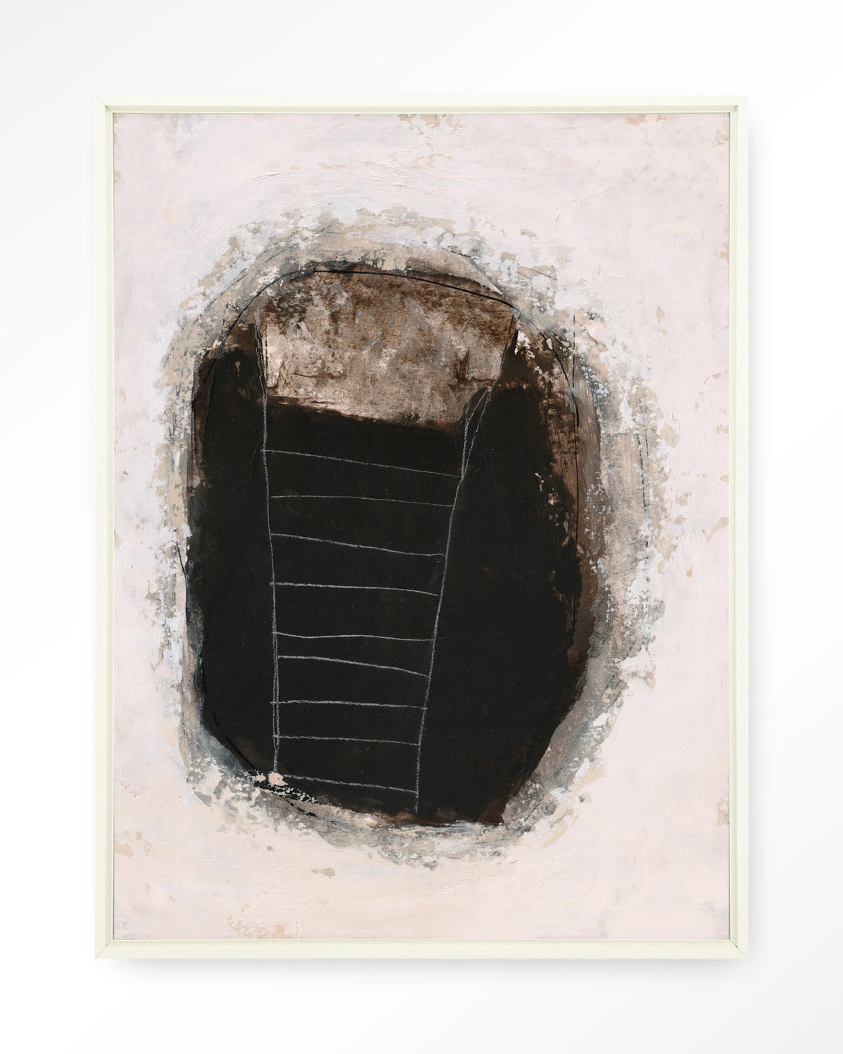 Abstract 14 – abstract in zwart en wit – Wandkleed – Floating frame – wit