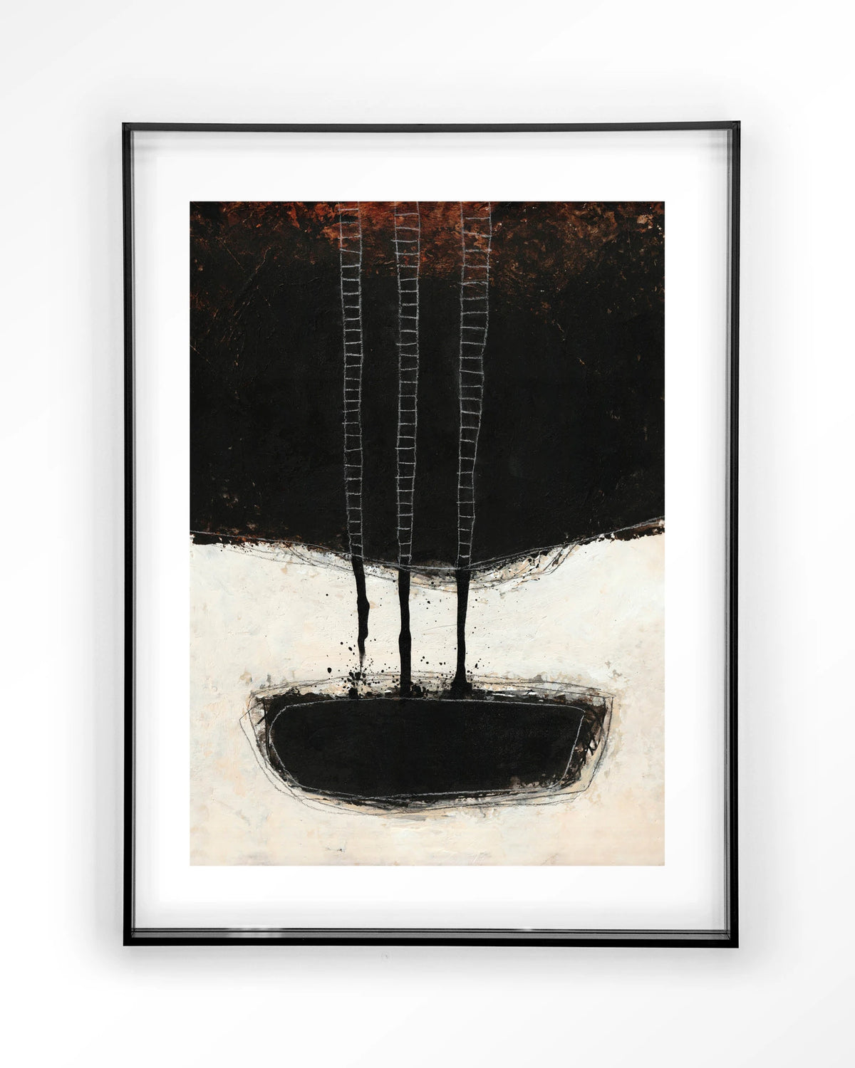 Abstract 15 – abstract zwart met ladders – Art print – Acryl zwart