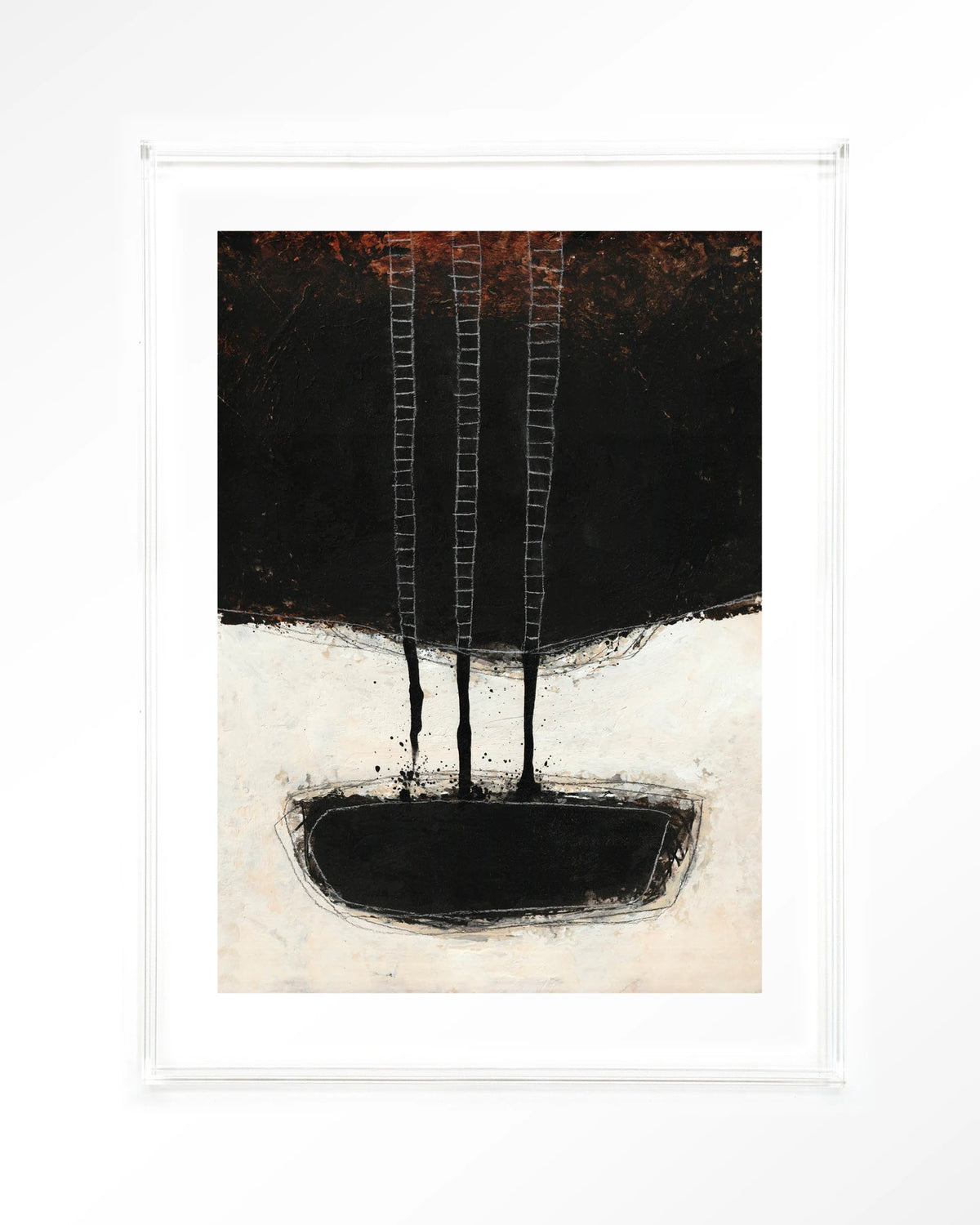 Abstract 15 – abstract zwart met ladders – Art print – Acryl doorzichtig