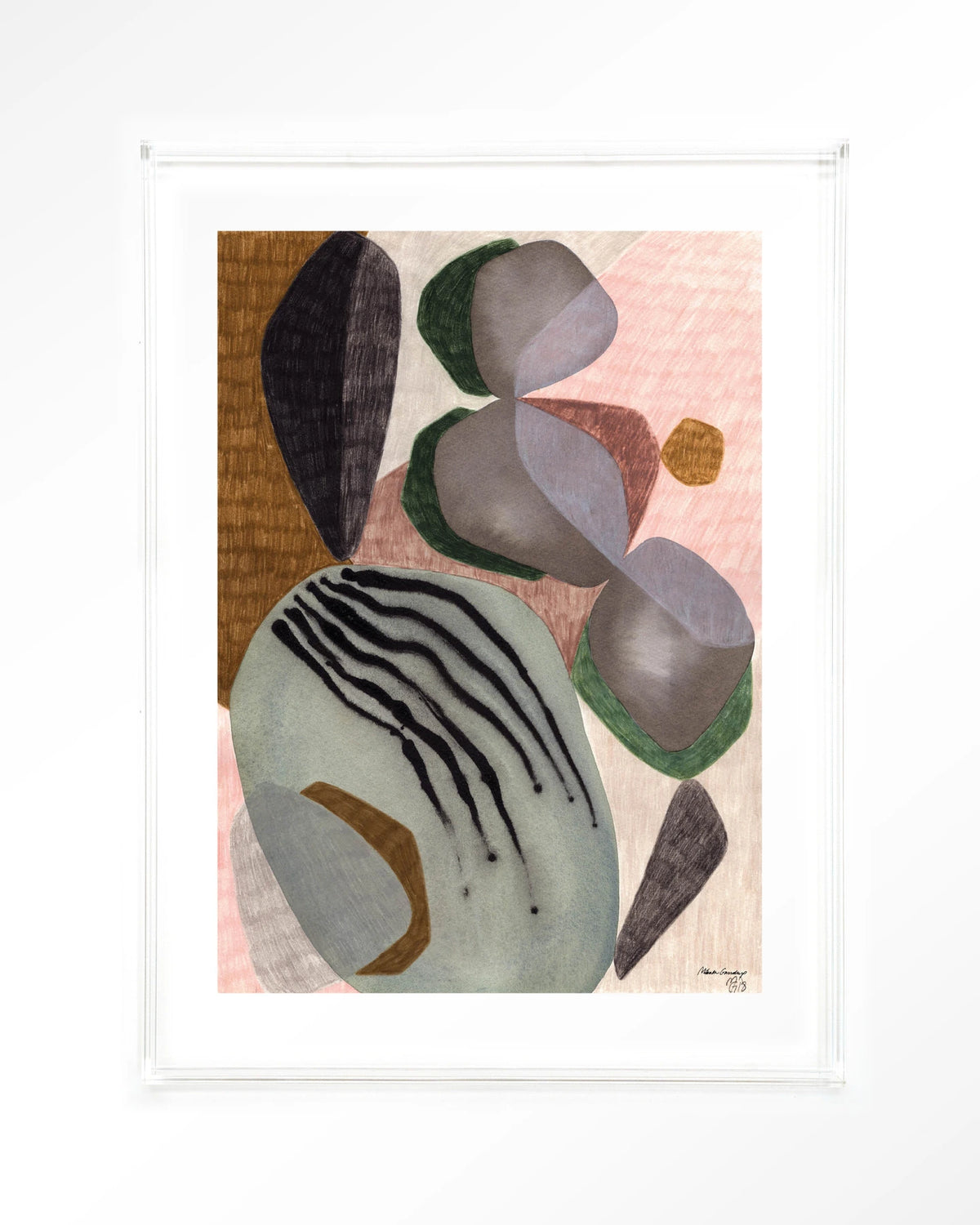 Latmos – abstract in grijs en roze – Art print – Acryl doorzichtig