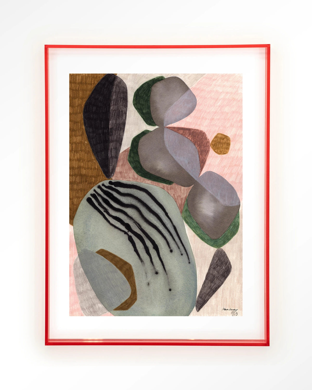 Latmos – abstract in grijs en roze – Art print – Acryl roze