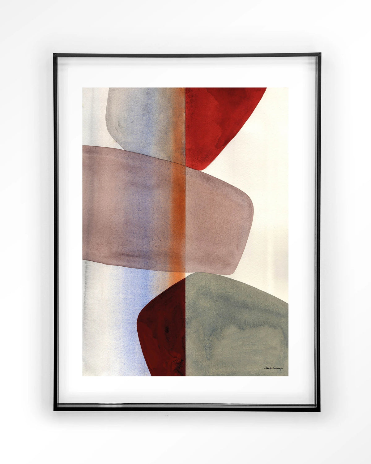 Stones – abstract met stenen in aquarel – Art print – Acryl zwart