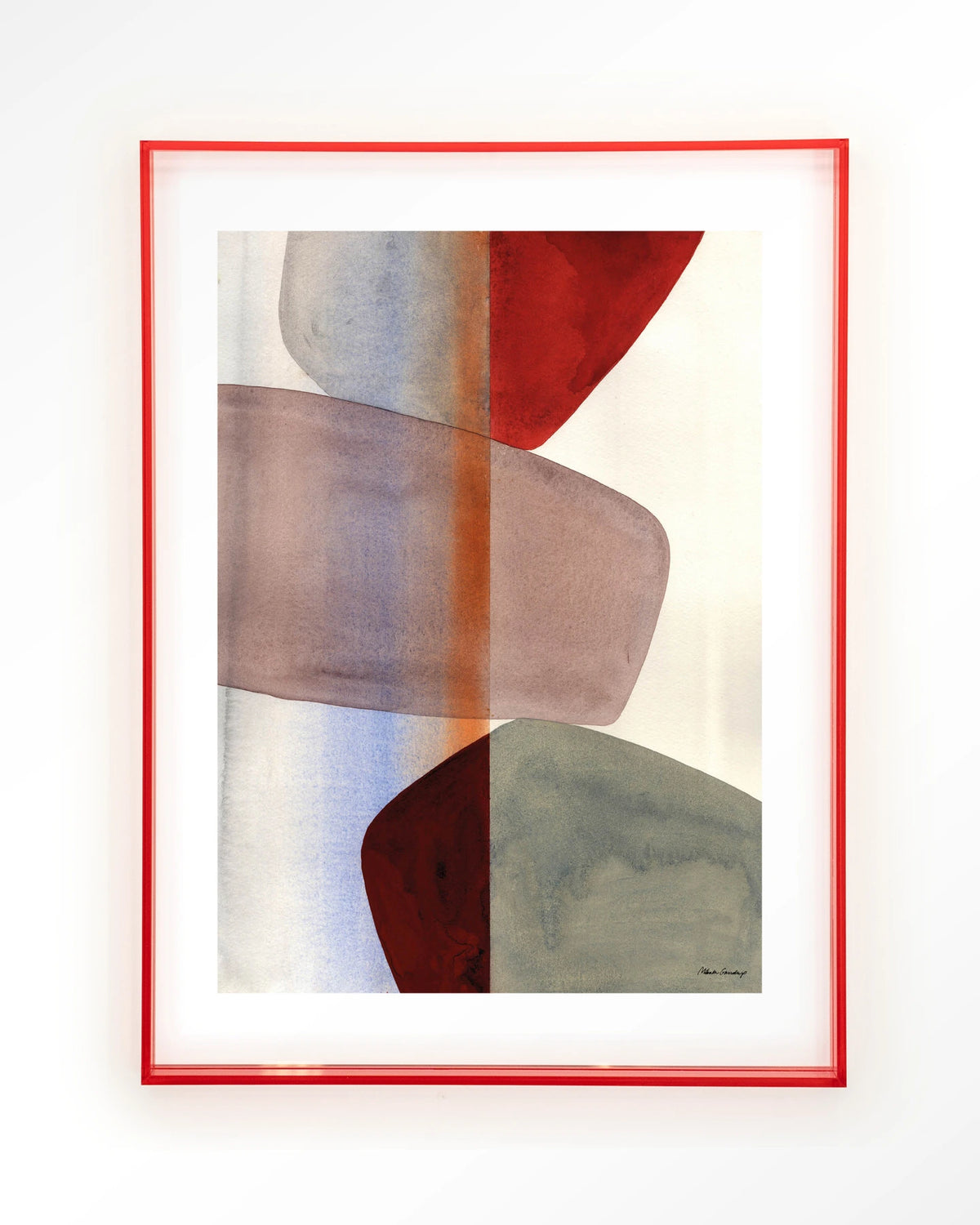 Stones – abstract met stenen in aquarel – Art print – Acryl roze