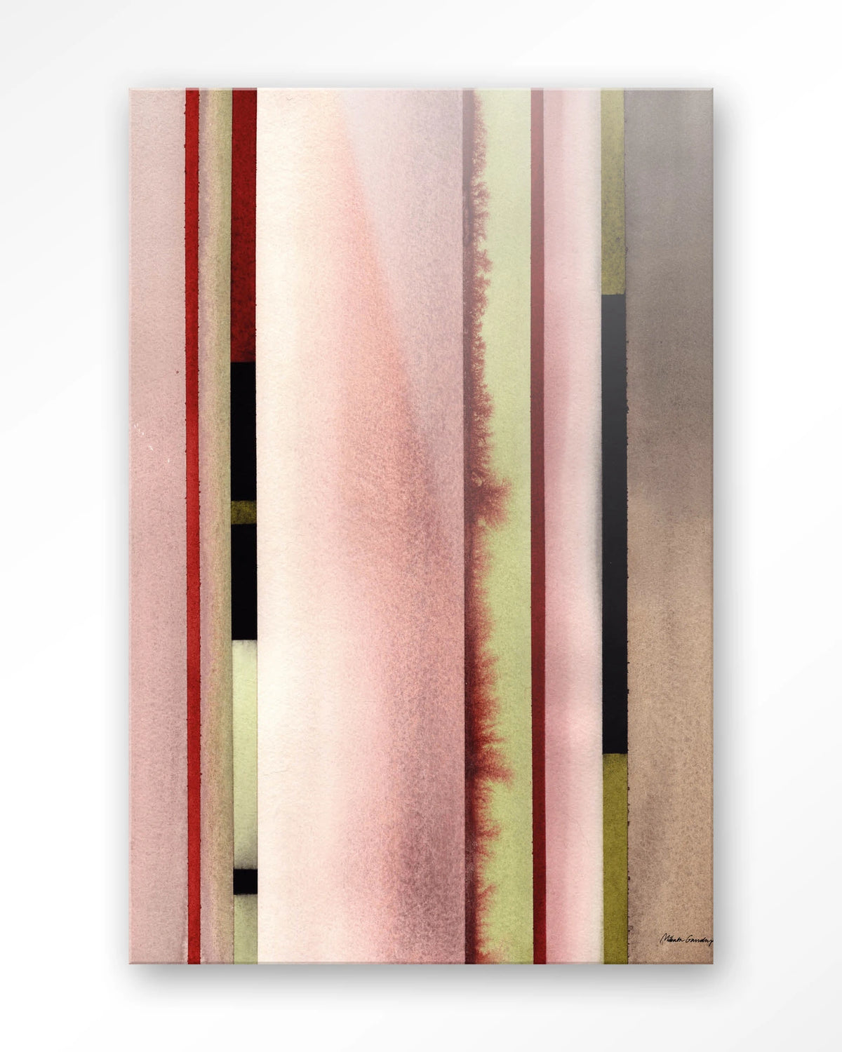 Vertical Rose – verticale strepen in roze aquarel – Glas – Blinde montage