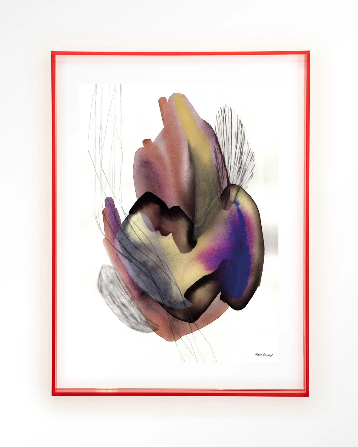 Oyster – abstract aquarel in paars – Art print – Acryl roze