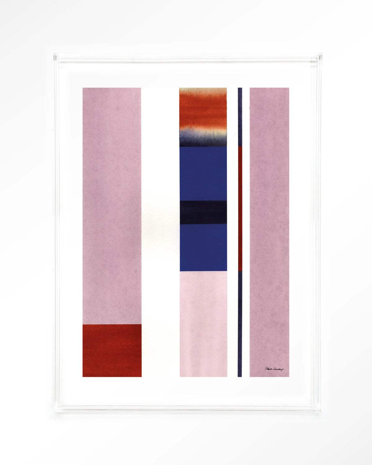 Vertical Lilac – abstract in roze en blauw met strepen – Art print – Acryl doorzichtig