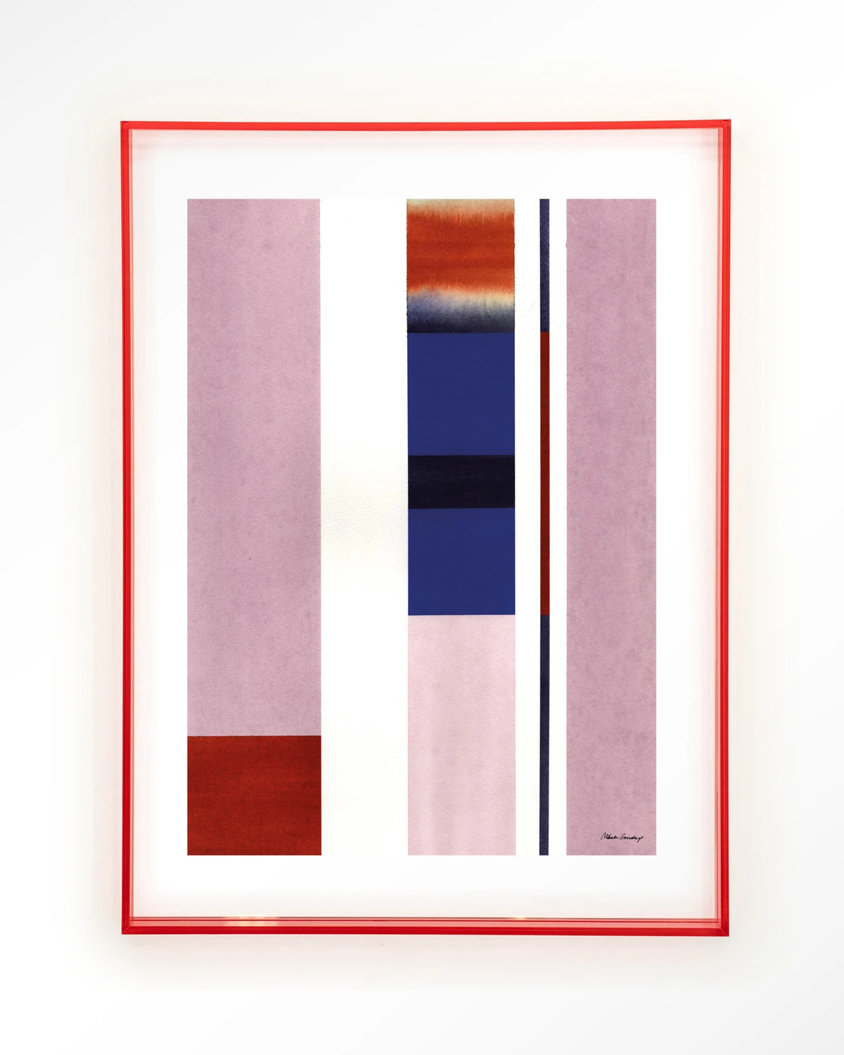Vertical Lilac – abstract in roze en blauw met strepen – Art print – Acryl roze