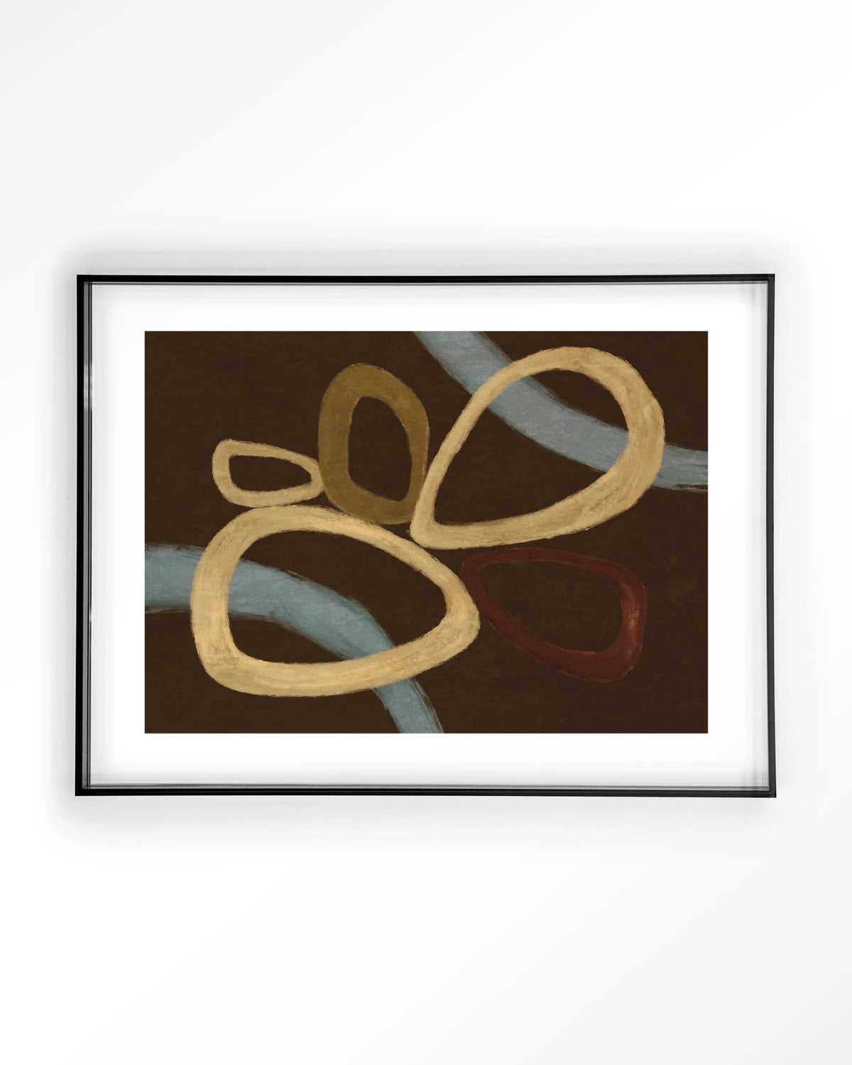 Ring Of Abstraction Brown – abstract in bruin met ringen – Art print – Acryl zwart