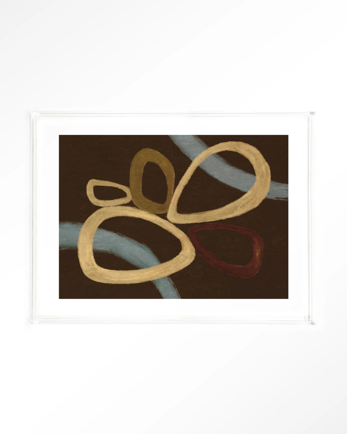 Ring Of Abstraction Brown – abstract in bruin met ringen – Art print – Acryl doorzichtig