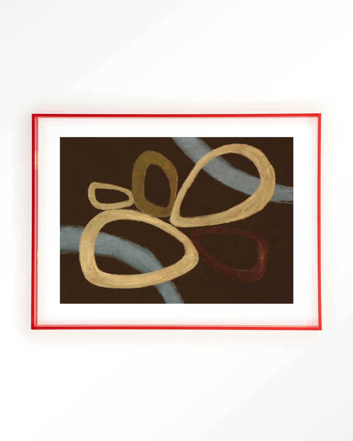 Ring Of Abstraction Brown – abstract in bruin met ringen – Art print – Acryl roze
