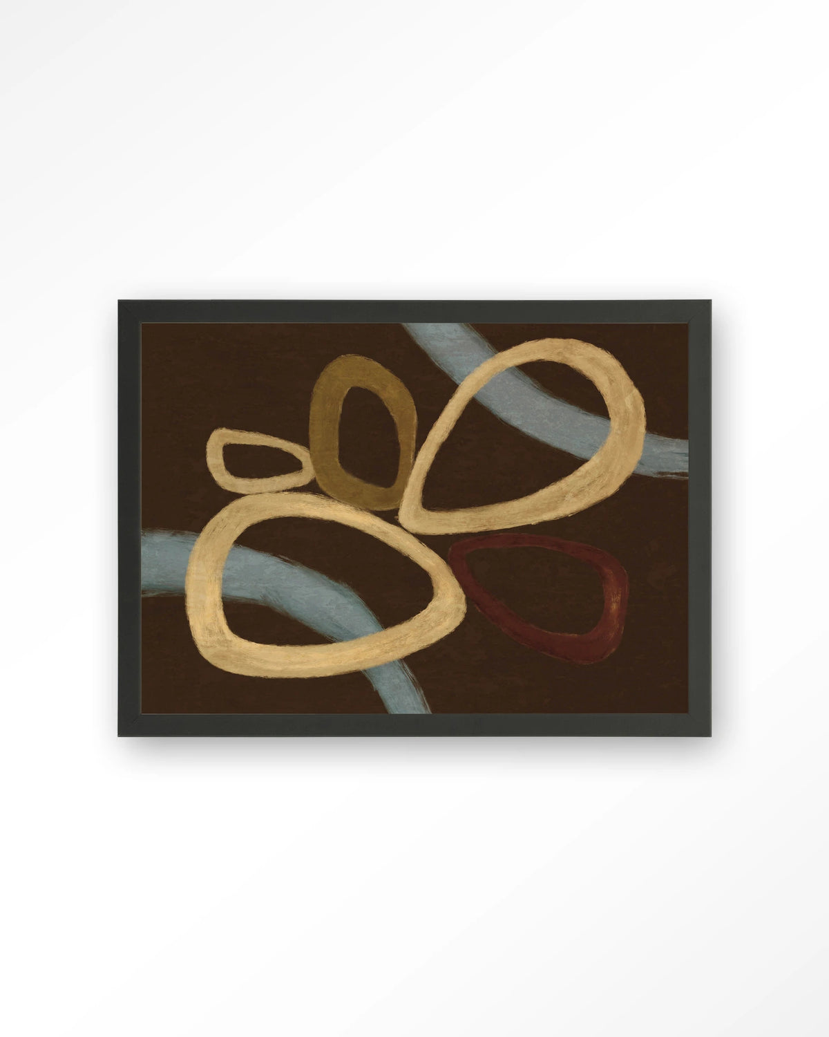 Ring Of Abstraction Brown – abstract in bruin met ringen – Art print – Hout zwart