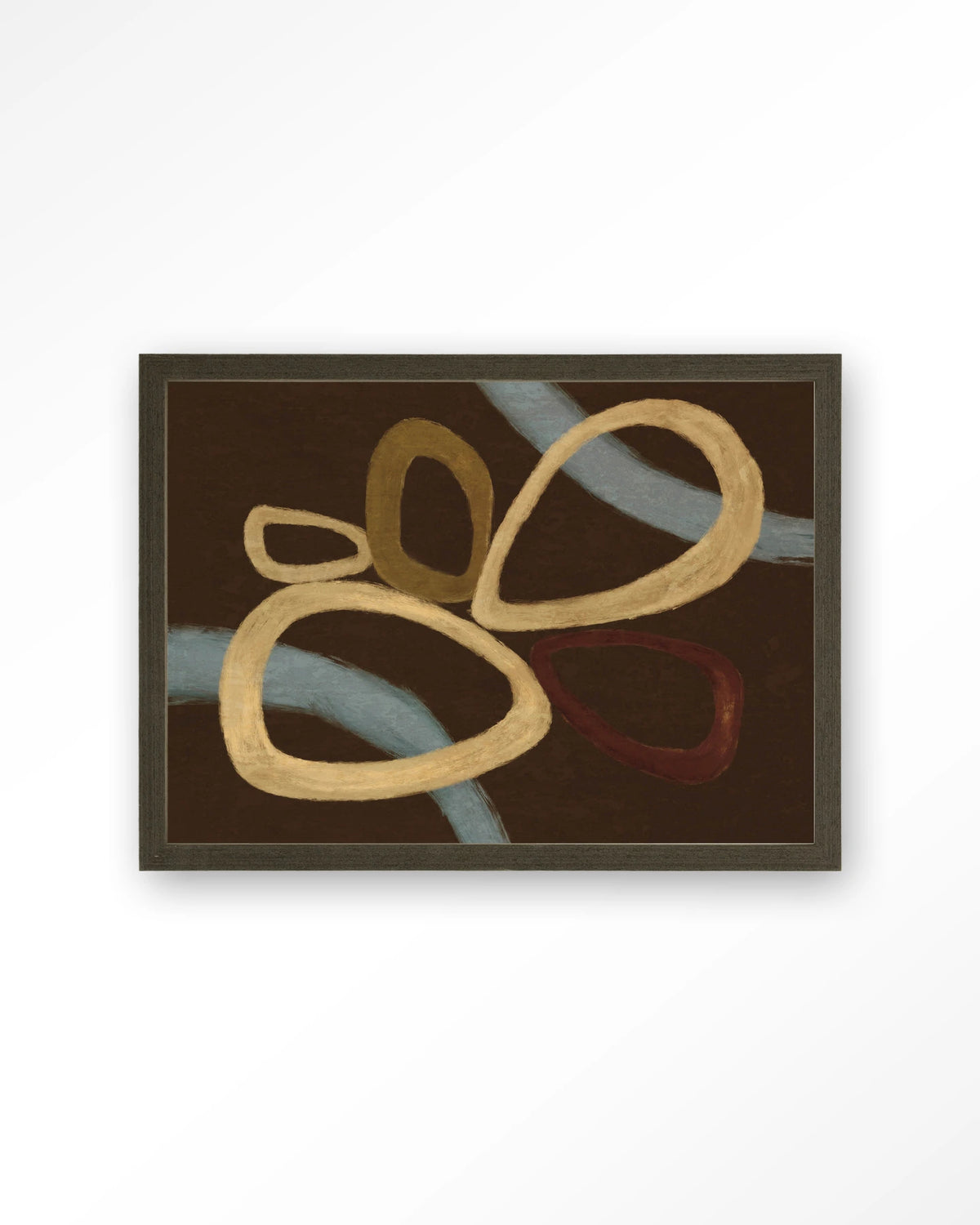 Ring Of Abstraction Brown – abstract in bruin met ringen – Art print – Hout donkerbruin