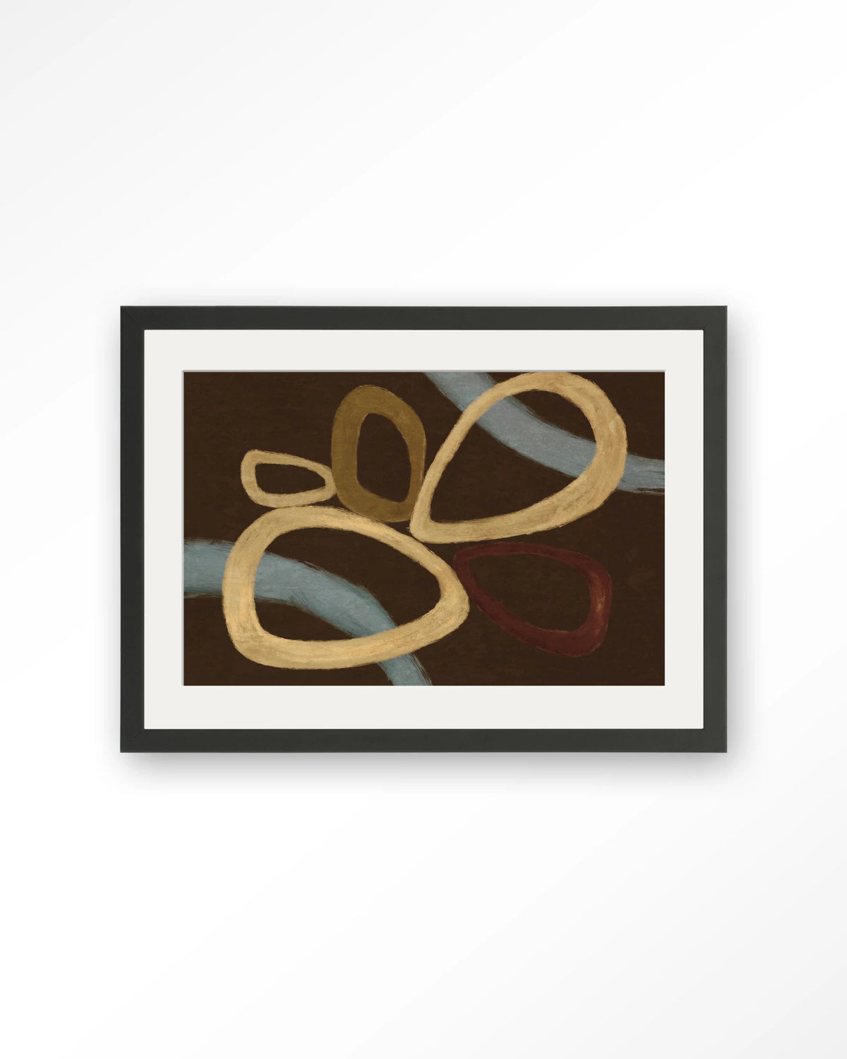Ring Of Abstraction Brown – abstract in bruin met ringen – Art print – Hout zwart + passe-partout