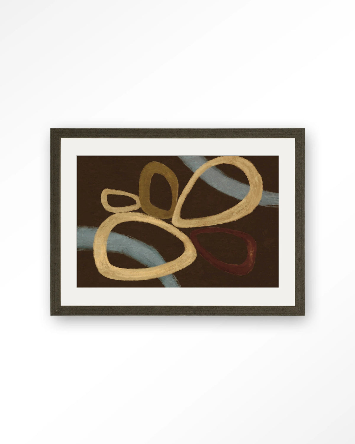 Ring Of Abstraction Brown – abstract in bruin met ringen – Art print – Hout donkerbruin + passe-partout