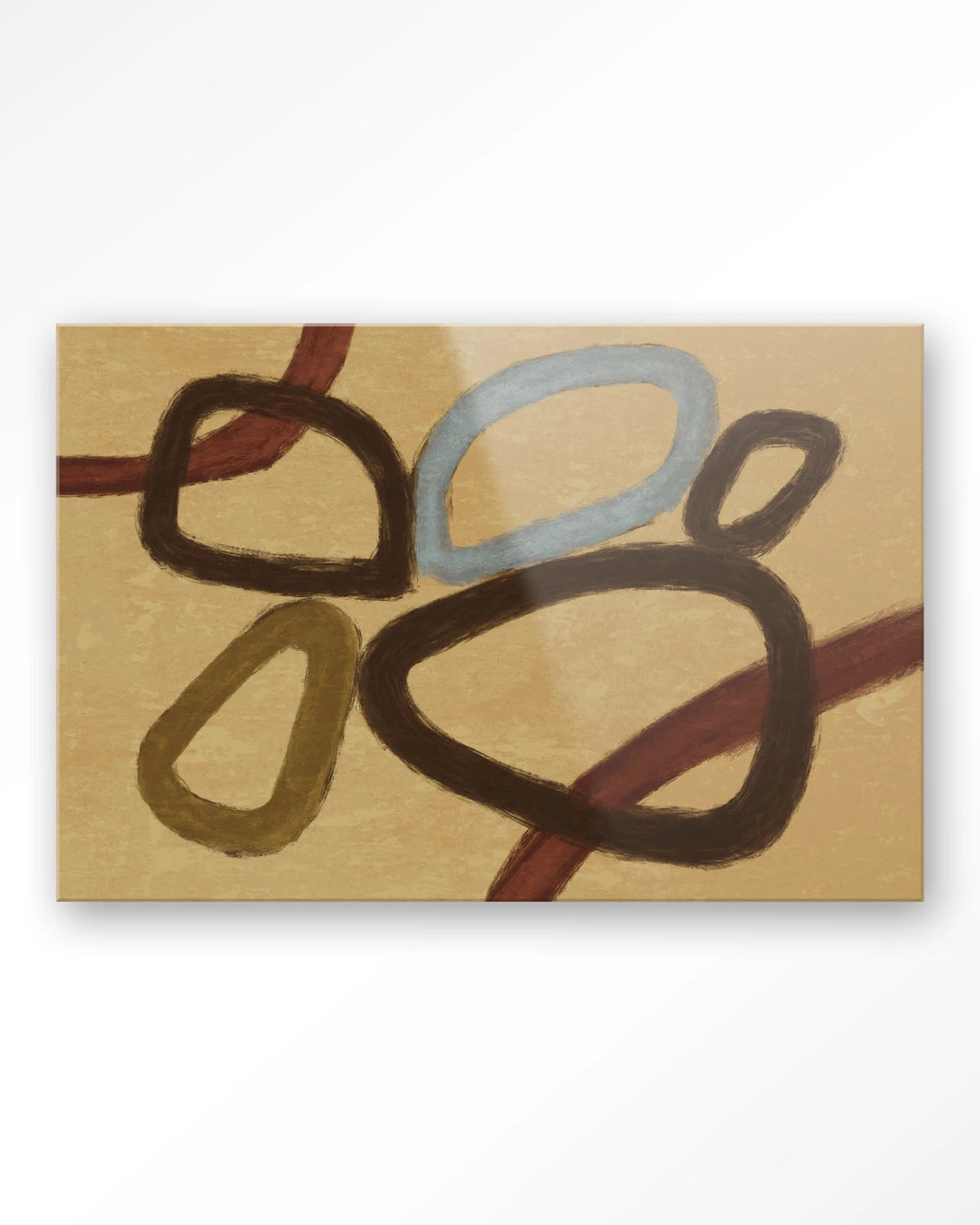 Ring Of Abstraction Yellow – abstracte ringen op beige – Glas – Blinde montage