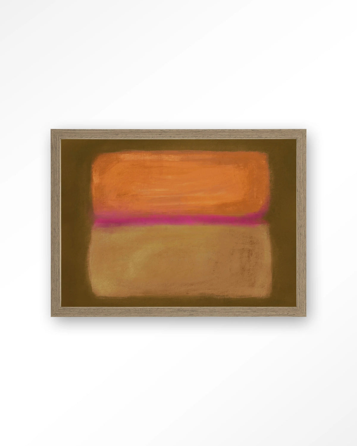 Infinity – abstract in oranje en roze – Art print – Hout bruin