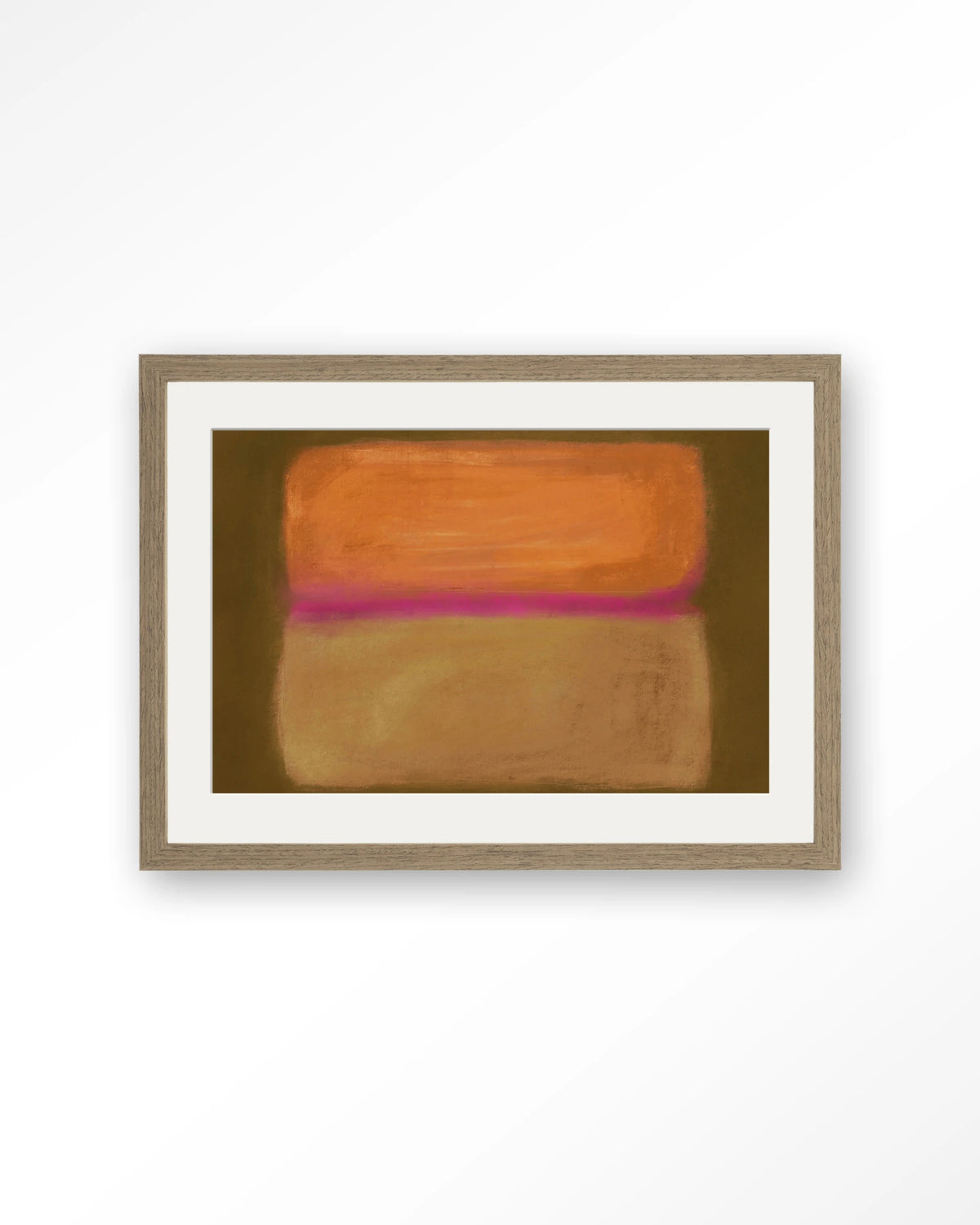 Infinity – abstract in oranje en roze – Art print – Hout bruin + passe-partout