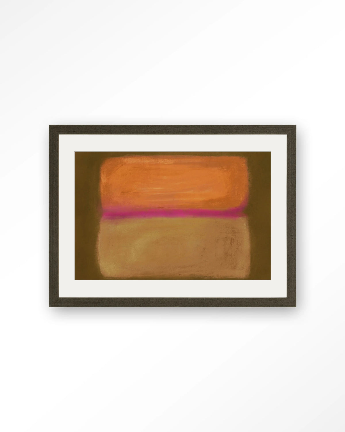 Infinity – abstract in oranje en roze – Art print – Hout donkerbruin + passe-partout