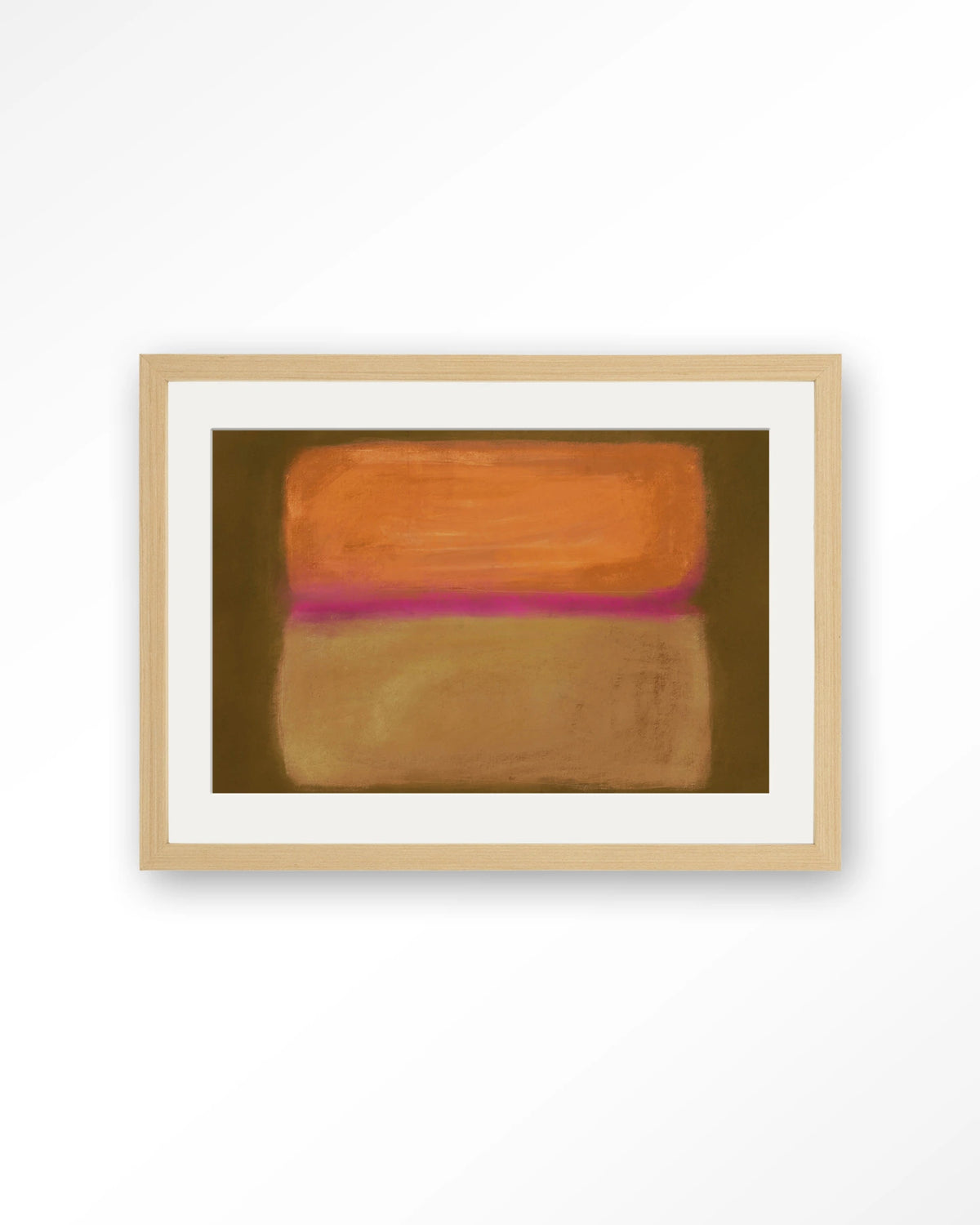 Infinity – abstract in oranje en roze – Art print – Hout naturel + passe-partout