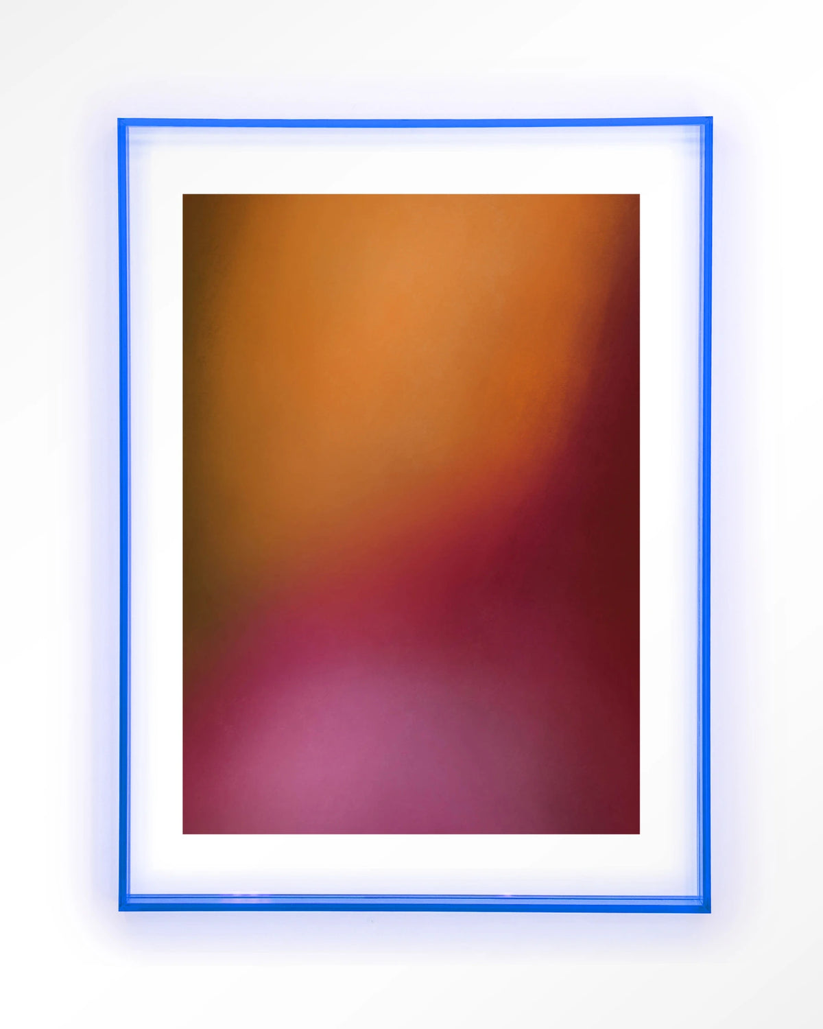 Aurora 1 – abstract verloop in oranje en roze – Art print – Acryl lichtblauw