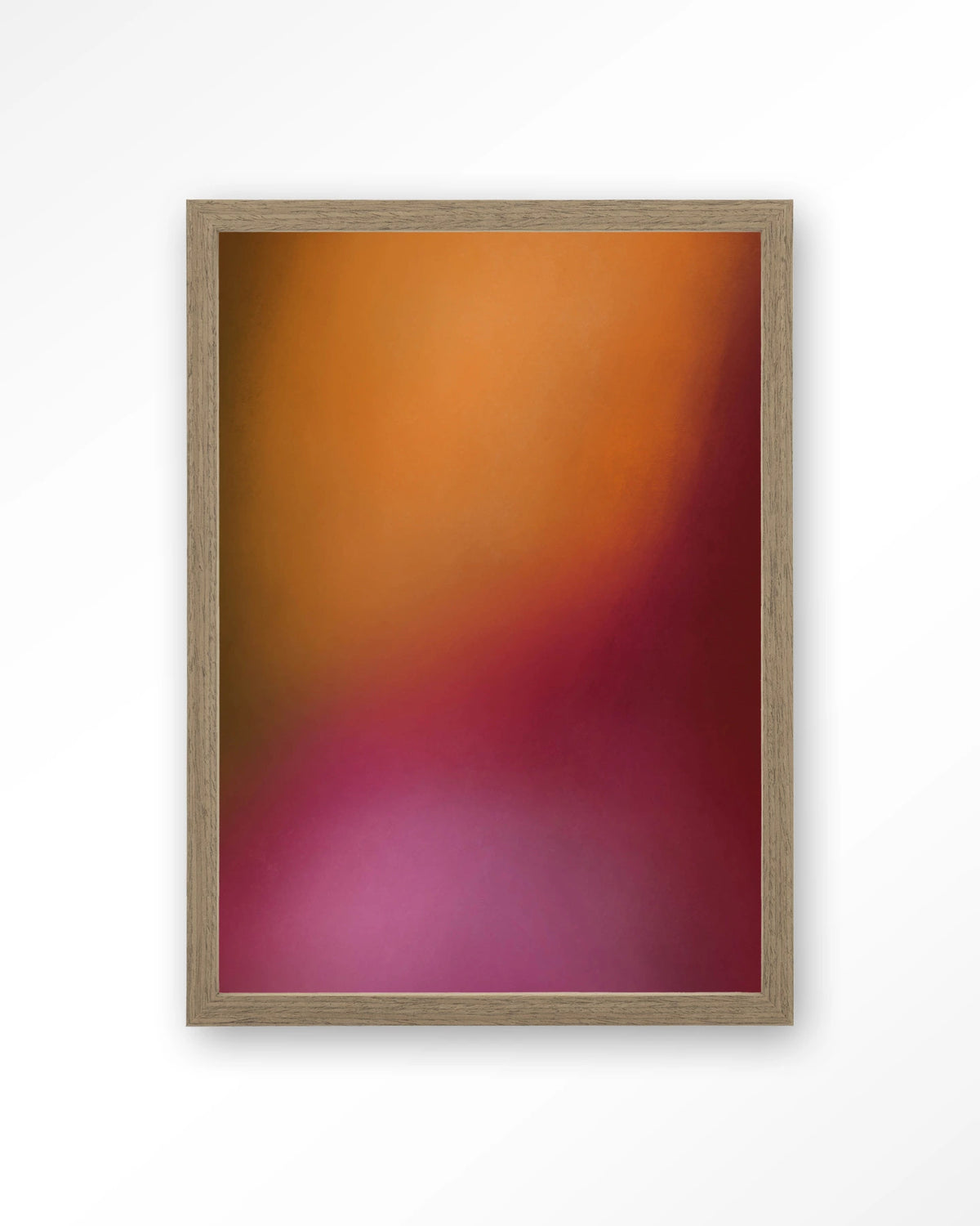 Aurora 1 – abstract verloop in oranje en roze – Art print – Hout bruin