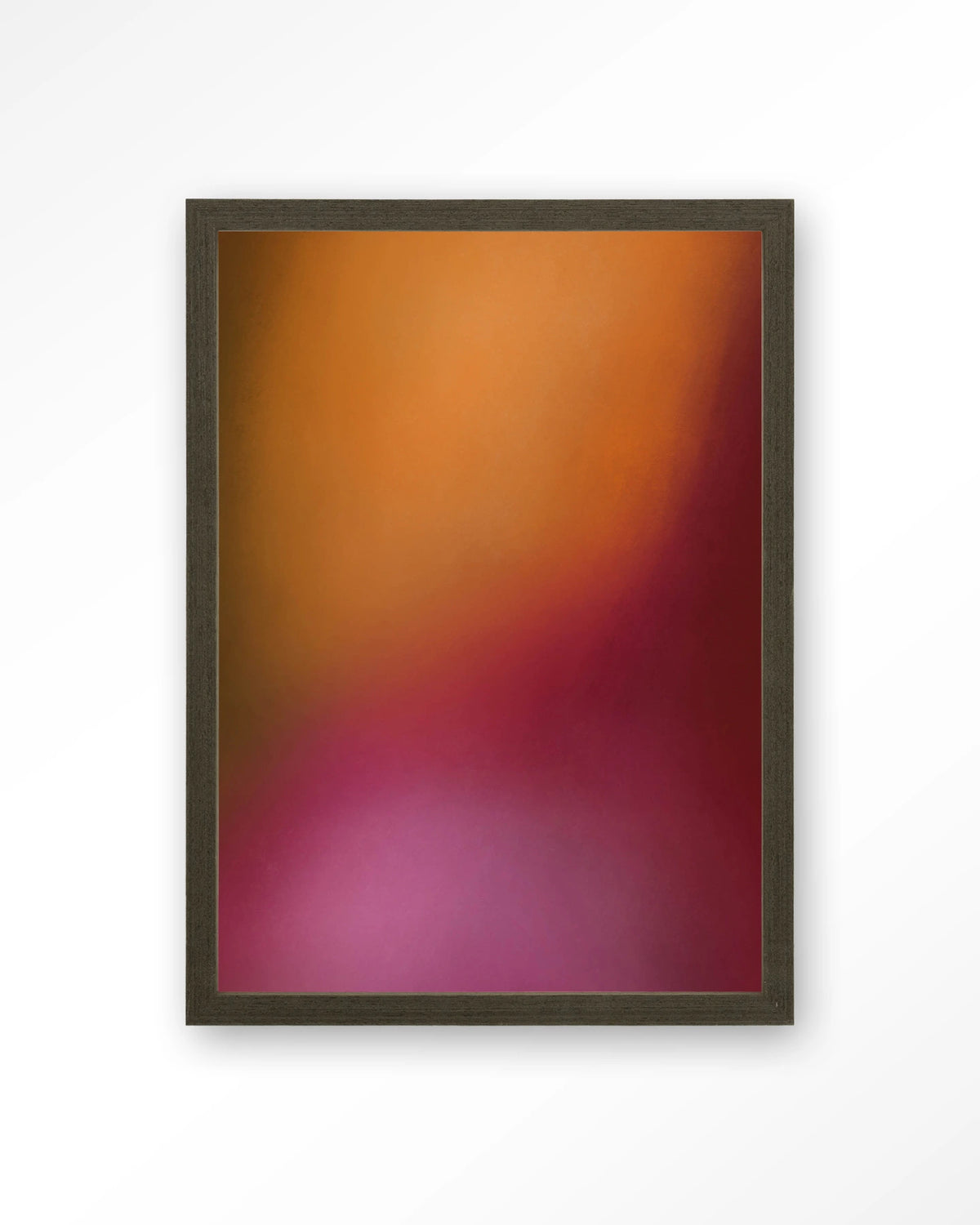Aurora 1 – abstract verloop in oranje en roze – Art print – Hout donkerbruin