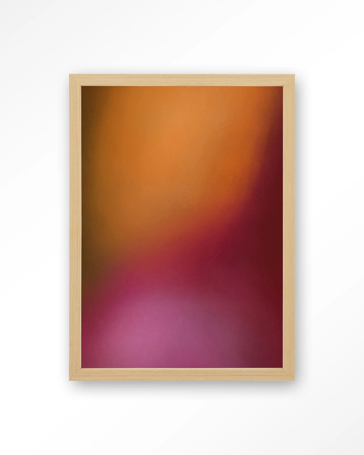 Aurora 1 – abstract verloop in oranje en roze – Art print – Hout naturel