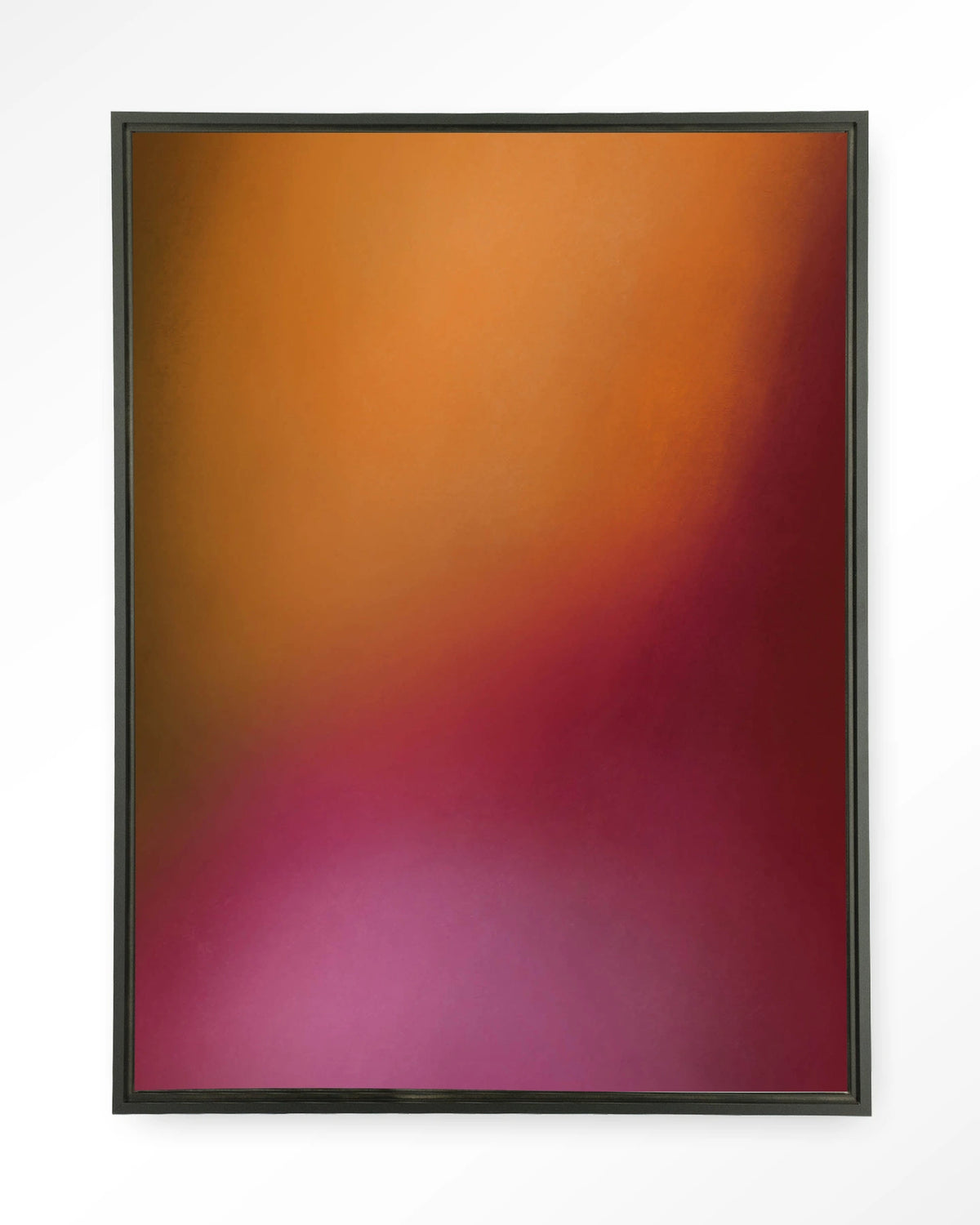 Aurora 1 – abstract verloop in oranje en roze – Wandkleed – Floating frame – zwart