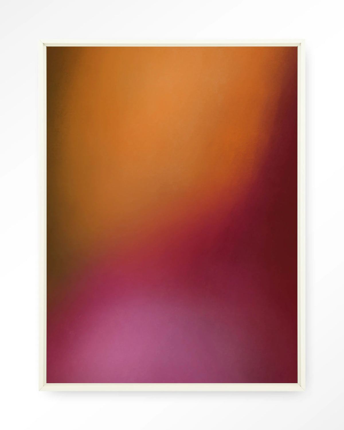 Aurora 1 – abstract verloop in oranje en roze – Wandkleed – Floating frame – wit