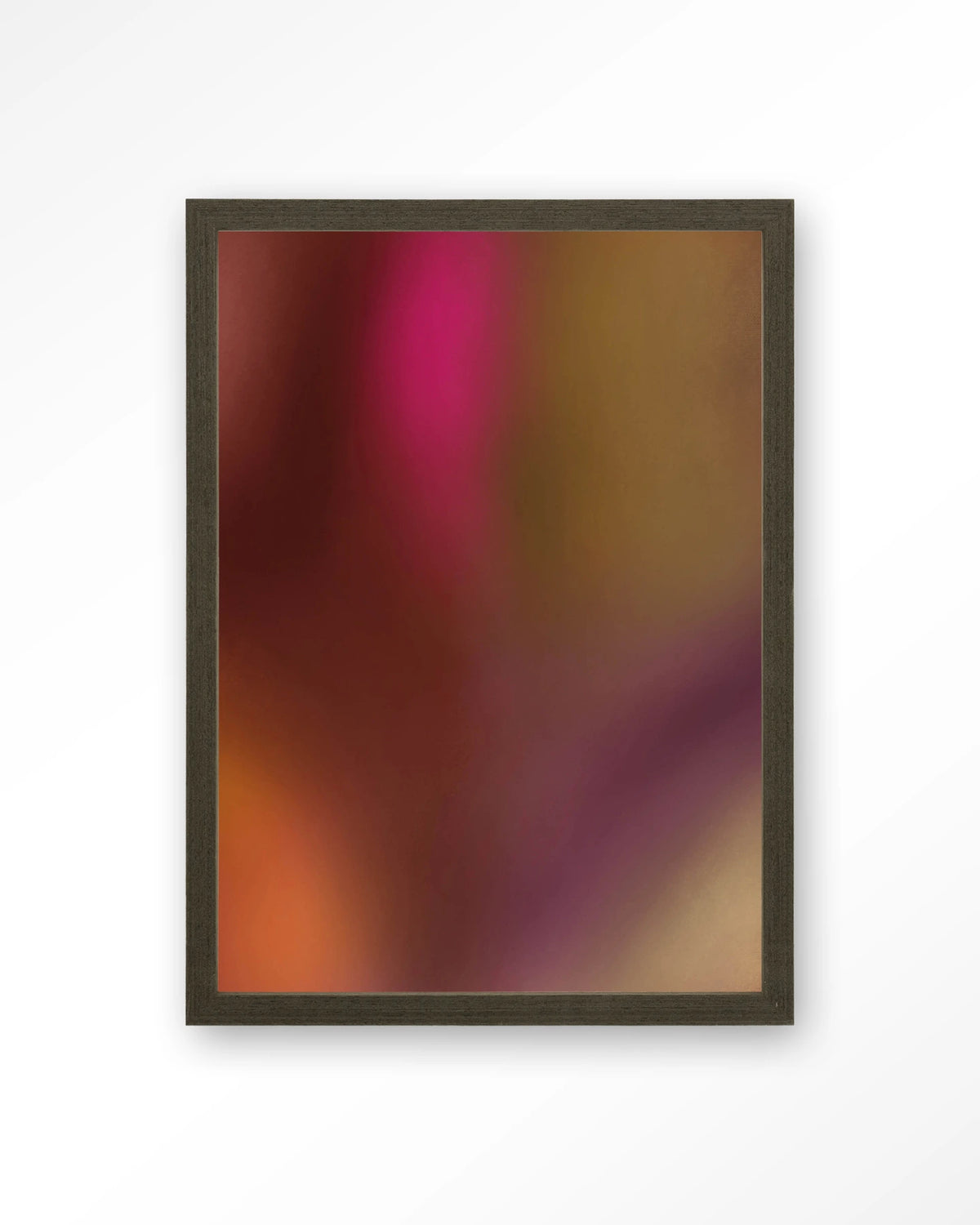 Aurora 2 – kleurverloop in rood en roze – Art print – Hout donkerbruin