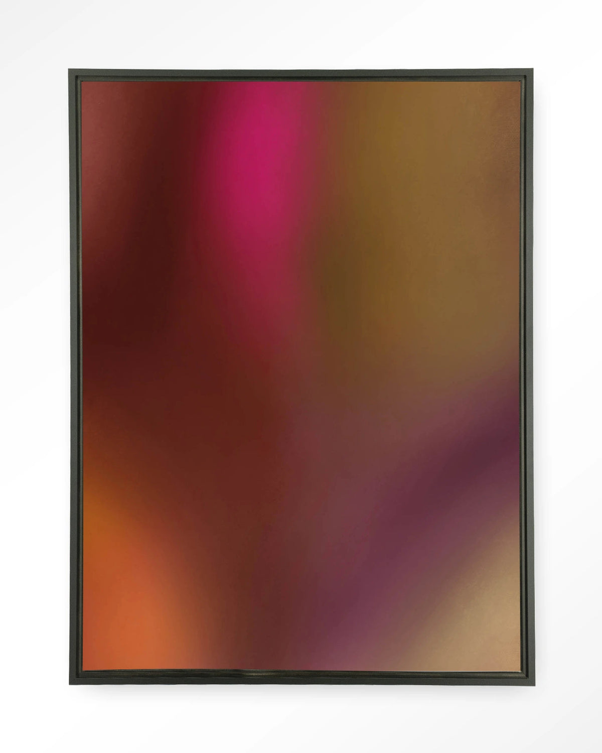 Aurora 2 – kleurverloop in rood en roze – Wandkleed – Floating frame – zwart