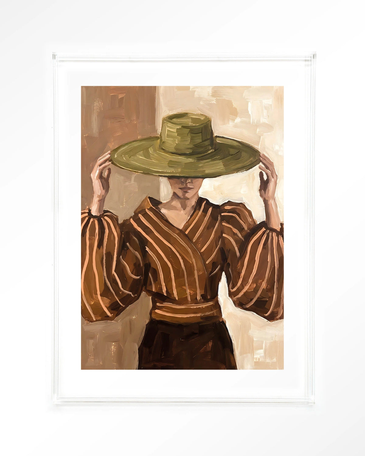 Francesca – vrouw met strohoed – Art print – Acryl doorzichtig