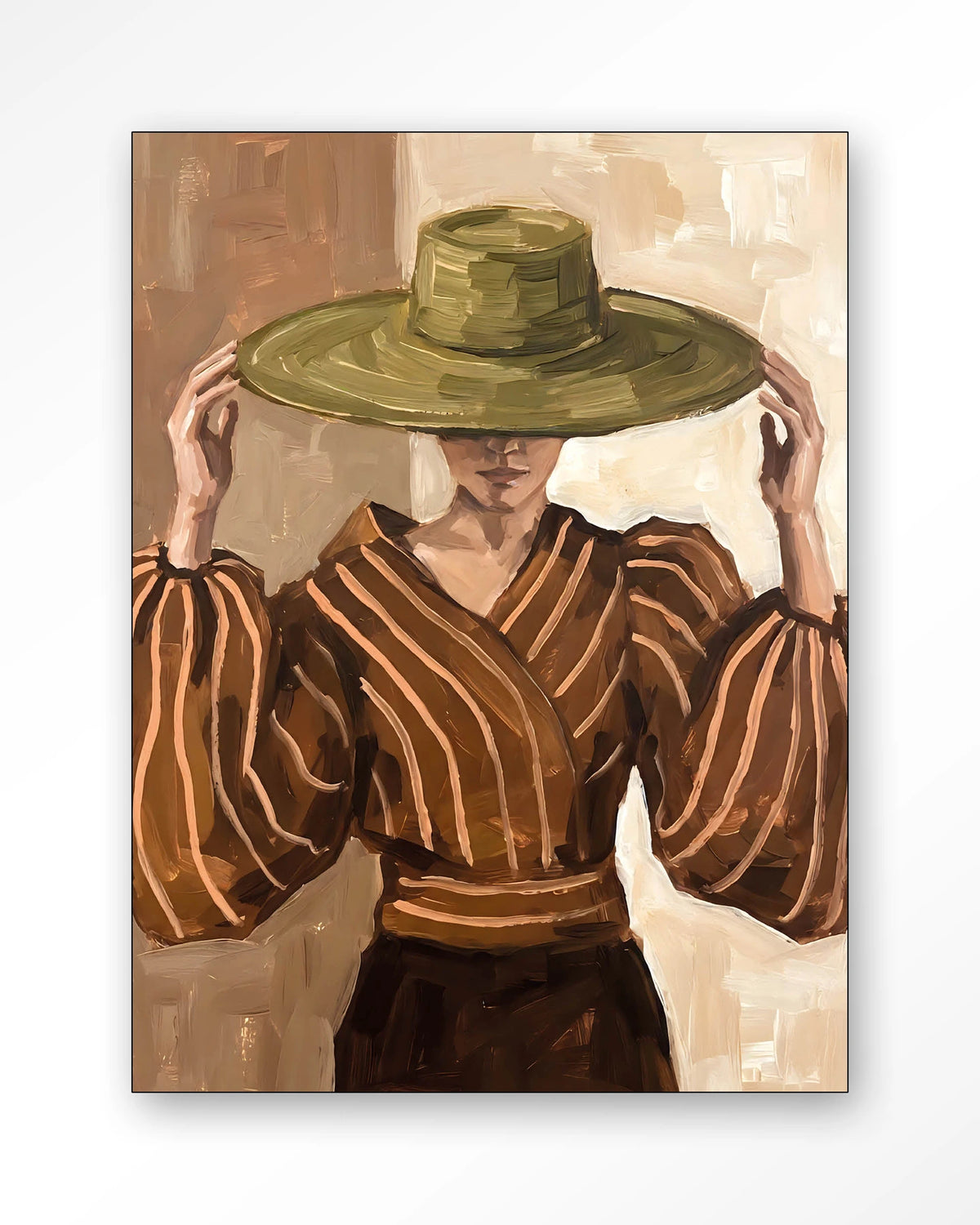 Francesca – vrouw met strohoed – Wandkleed – Frame – zwart