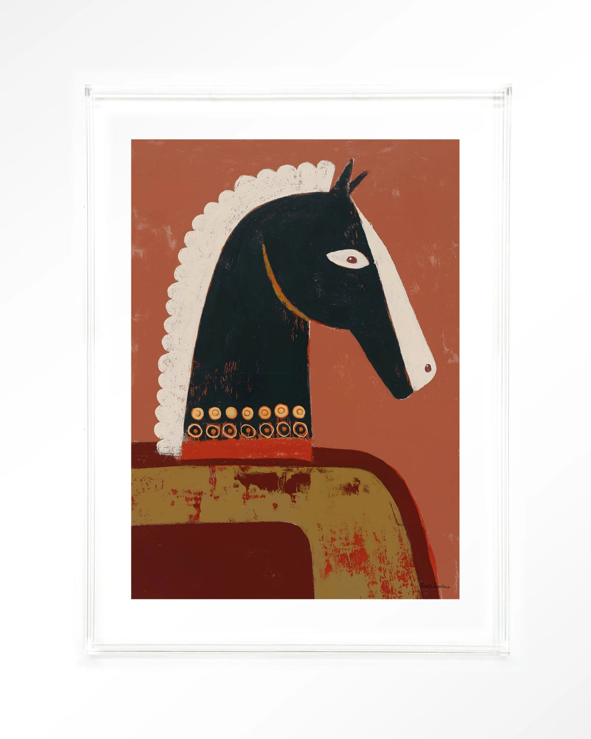 Guardians – paard in terracotta, abstract – Art print – Acryl doorzichtig