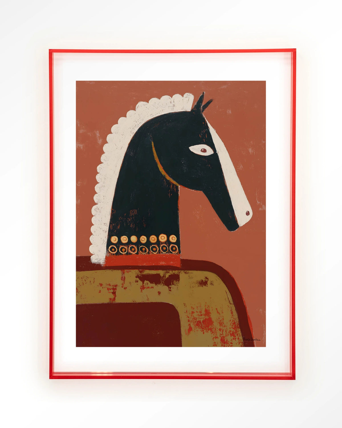 Guardians – paard in terracotta, abstract – Art print – Acryl roze