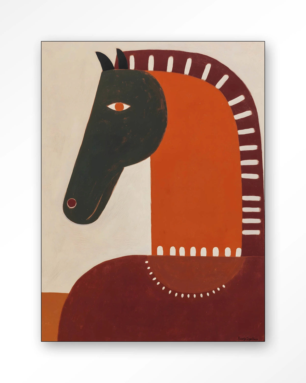 Quiet Guardians – paard in abstracte stijl – Wandkleed – Frame – zwart
