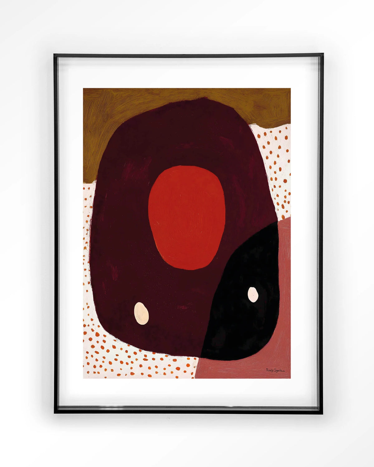 Play – abstract in rood en zwart met stippen – Art print – Acryl zwart