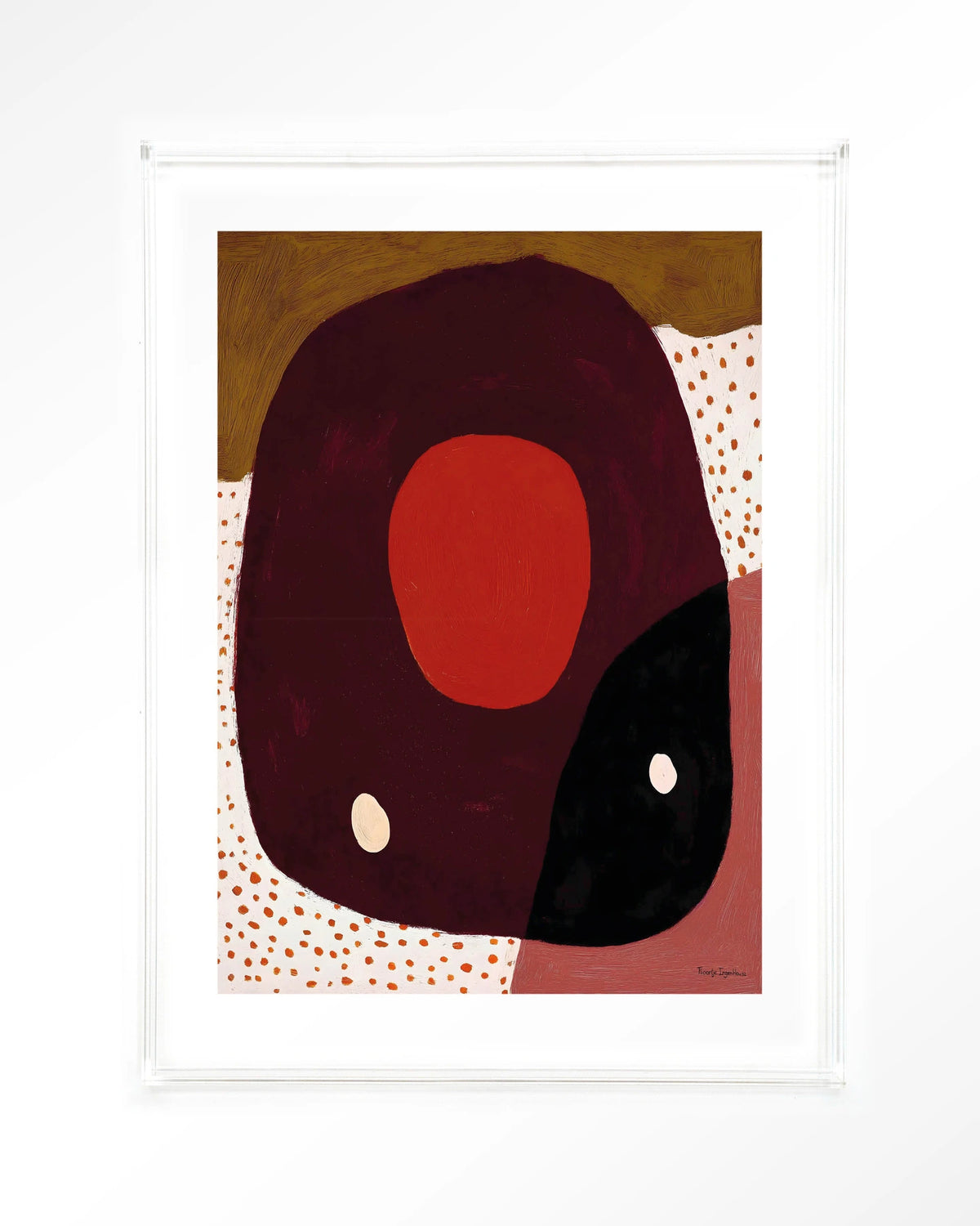 Play – abstract in rood en zwart met stippen – Art print – Acryl doorzichtig