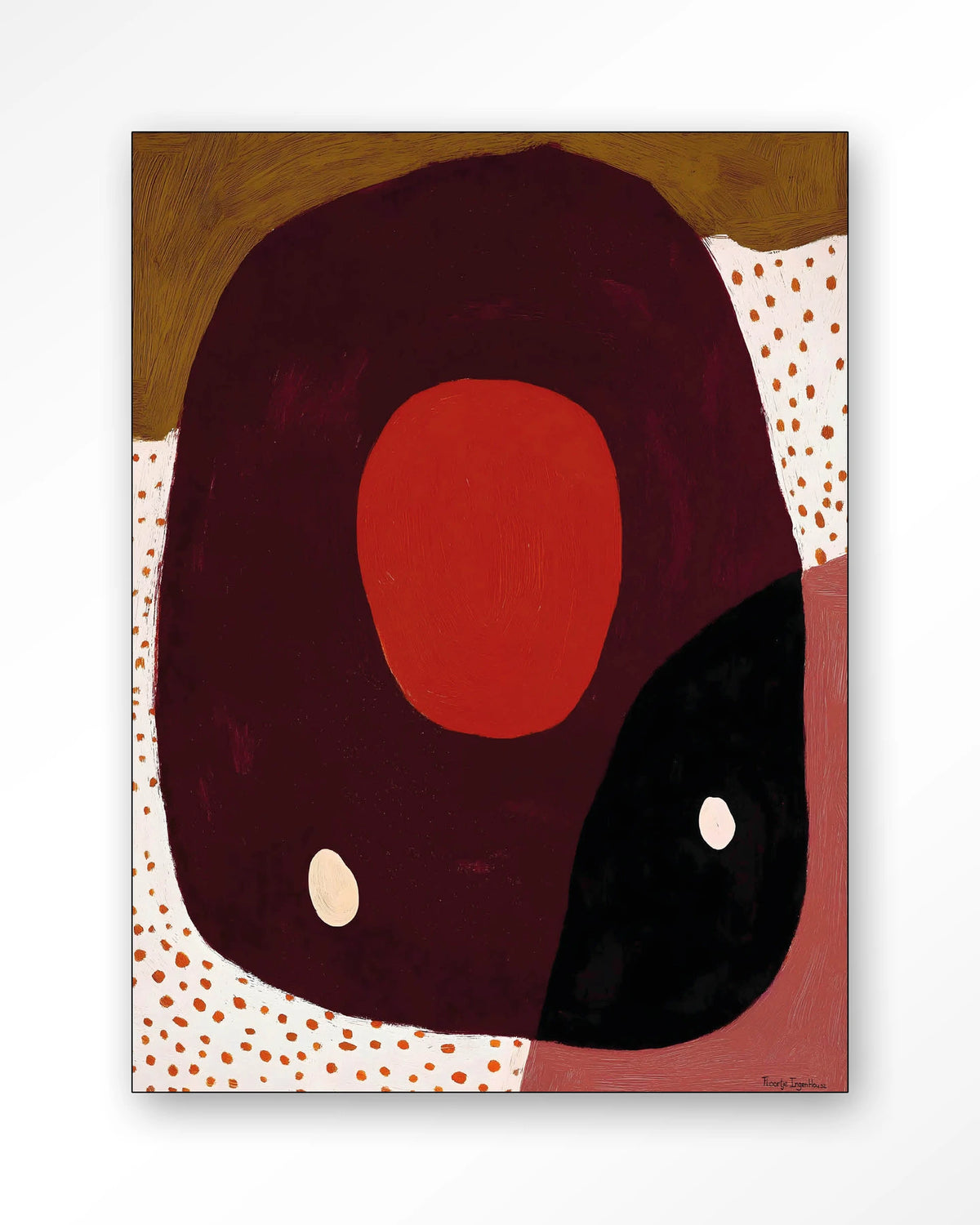 Play – abstract in rood en zwart met stippen – Wandkleed – Frame – zwart