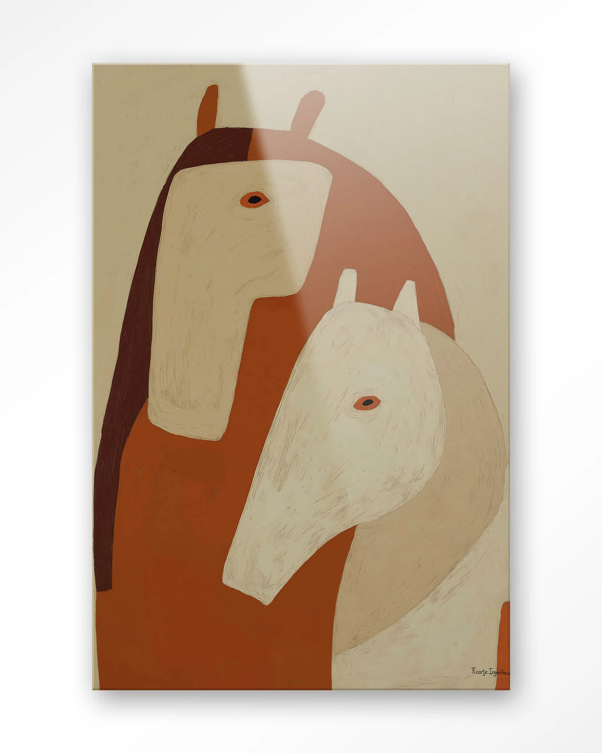 Held By Her – twee paarden in aardetinten – Glas – Blinde montage