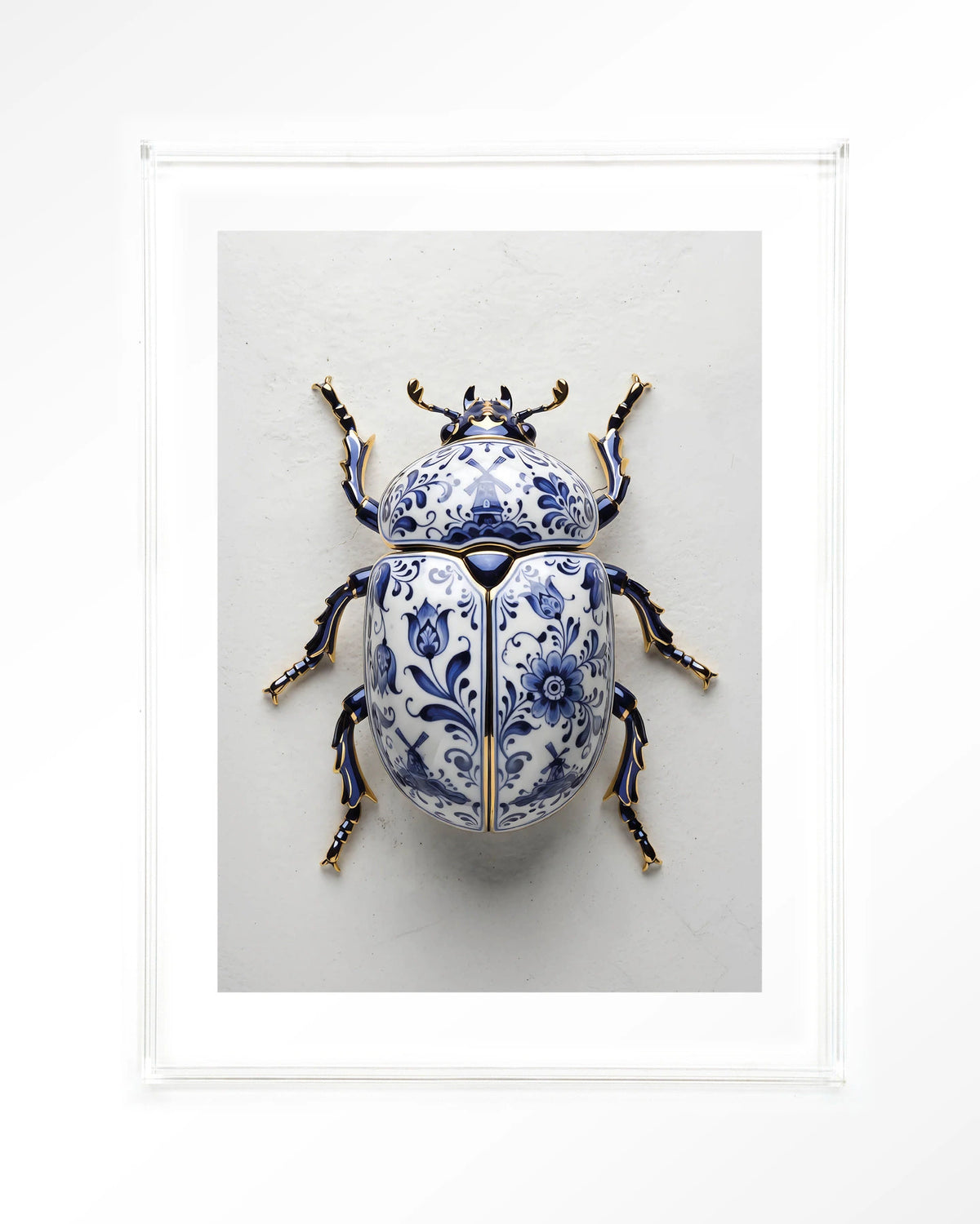Blue Beatle – kever in Delfts blauw – Art print – Acryl doorzichtig