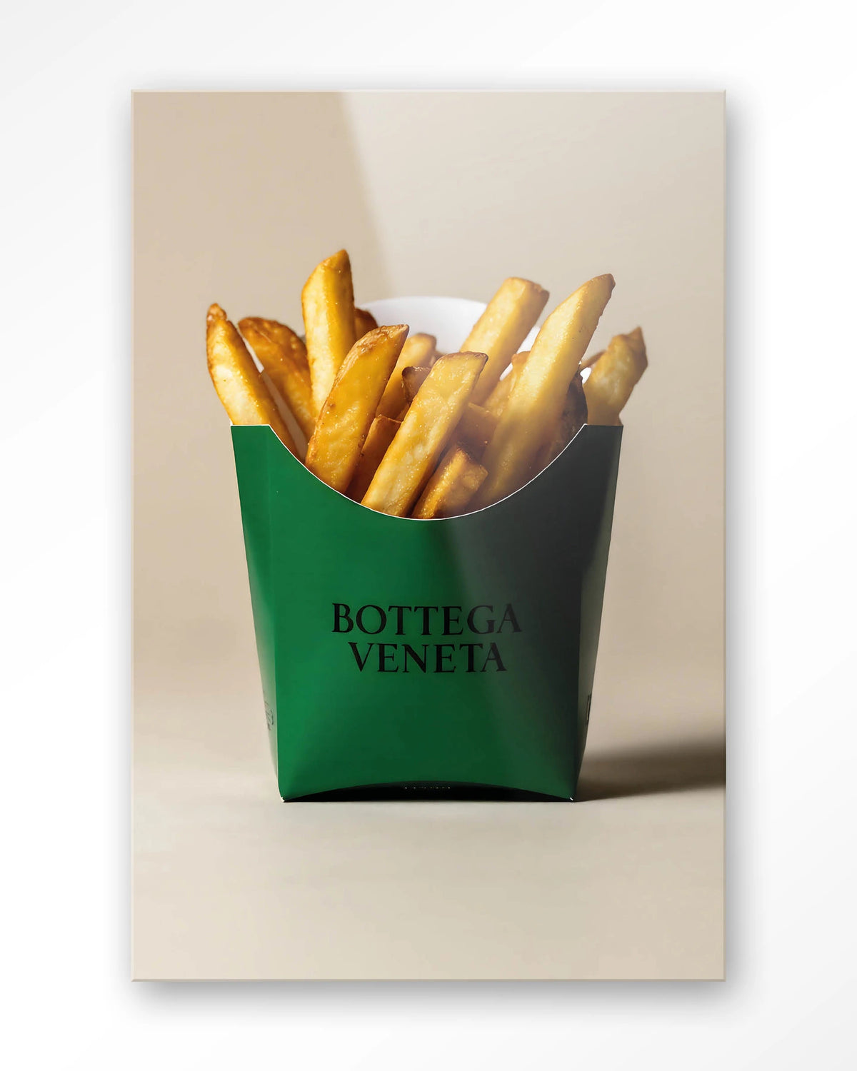 Veneta Fries – friet in groene verpakking – Glas – Blinde montage
