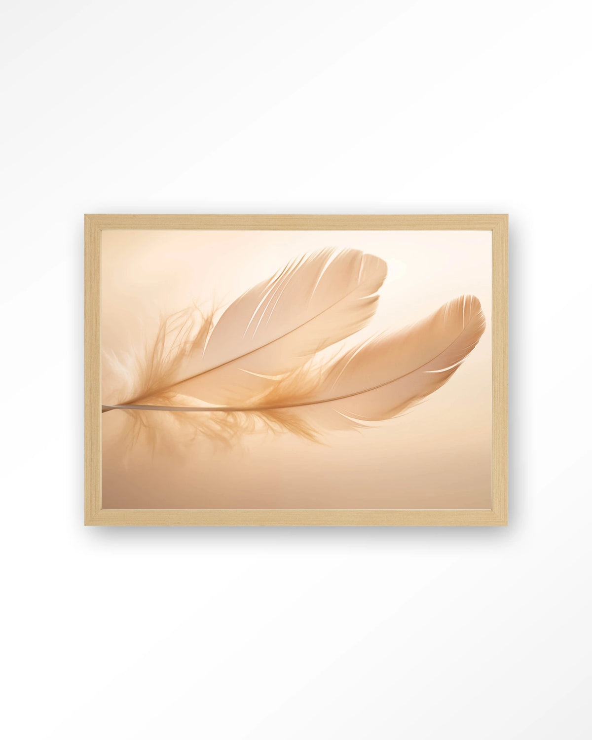 Light Feather – veer in zachte tinten – Art print – Hout naturel