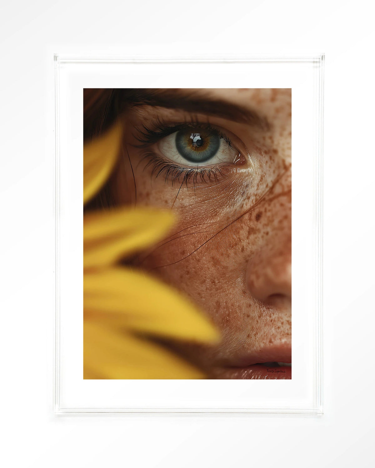 Sunflower – oog met zonnebloem close-up – Art print – Acryl doorzichtig