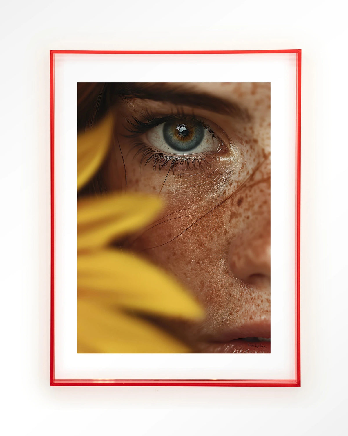 Sunflower – oog met zonnebloem close-up – Art print – Acryl roze