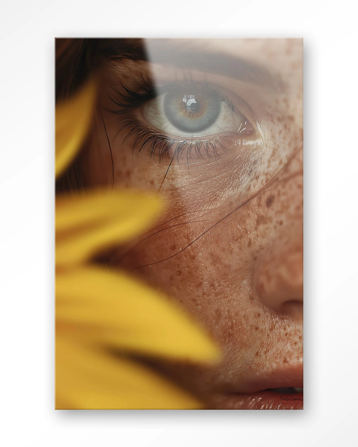 Sunflower – oog met zonnebloem close-up – Glas – Blinde montage